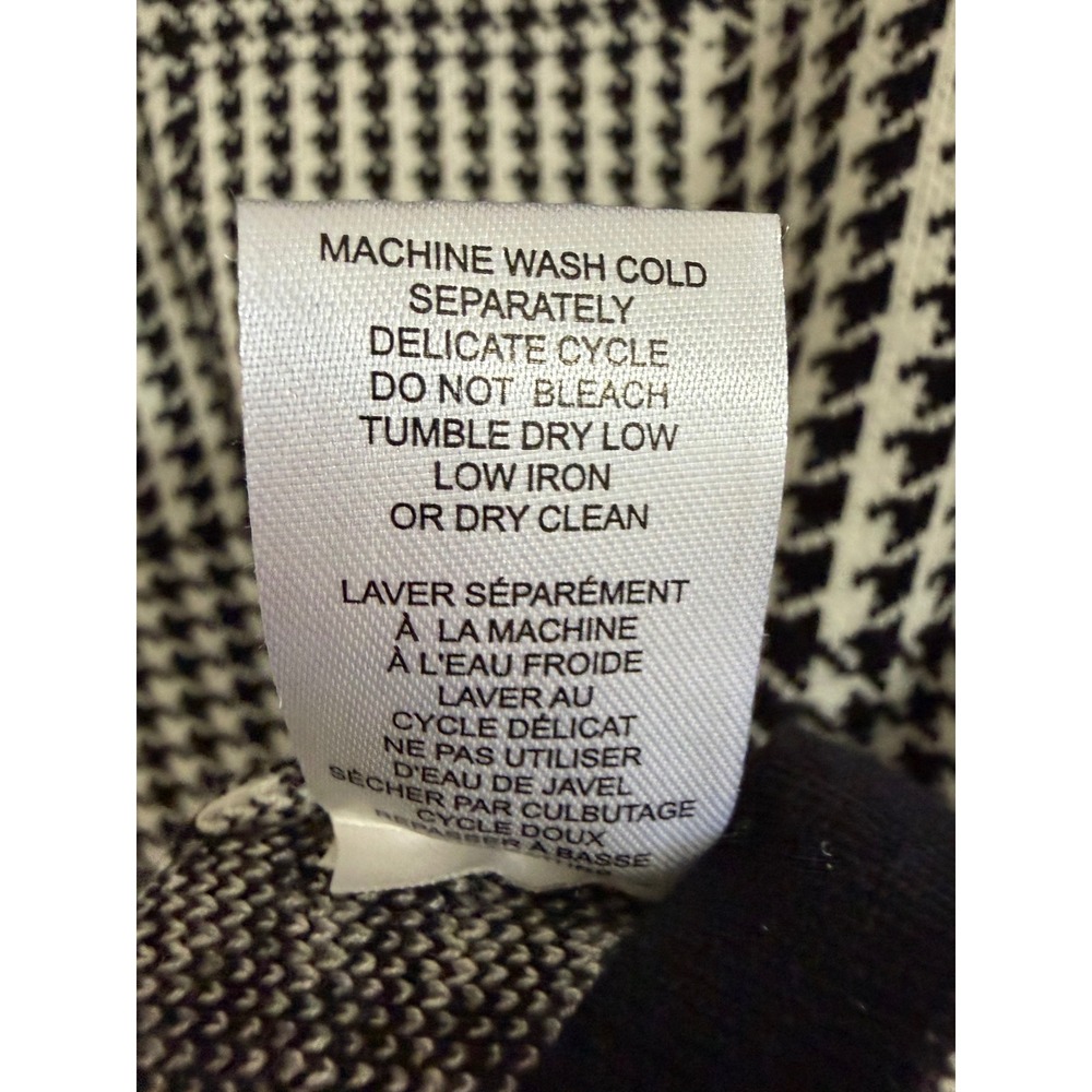 T Tahari Womens Black White Houndstooth Check Mock Neck Knit Sweater Size L - Picture 8 of 10
